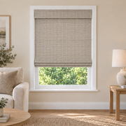 Orelle Edit 10322 woven shade in a furnished American living room