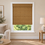 Orelle Edit DXP03 woven shade in a furnished American living room
