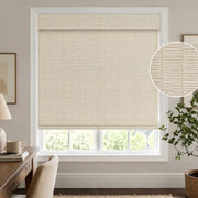 Cordless Bamboo Roman Shades for Windows PS418 - Wall White T97 browser generated product photo