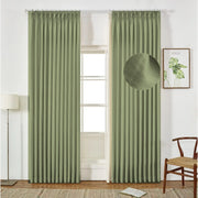Extra Wide Curtains Pleated Curtains Drapry Sedge - Jade Green Olive 1908-29