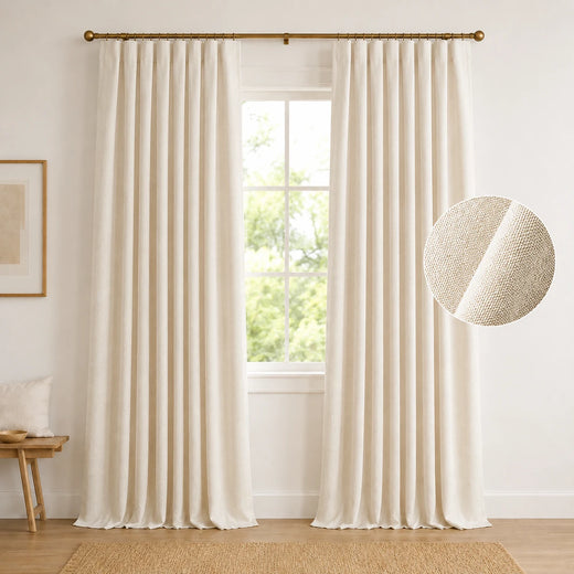 Extra Wide Curtains Pleated Curtains Drapry Sedge - Beige White 1908-1 browser generated product photo