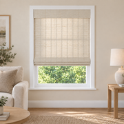 Tessora Edit D1302 woven shade in a furnished American living room