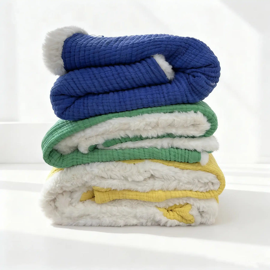 Fleece-Lined Gauze Plush Blanket - Fredesigner