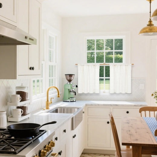 white kitchen curtains with valance