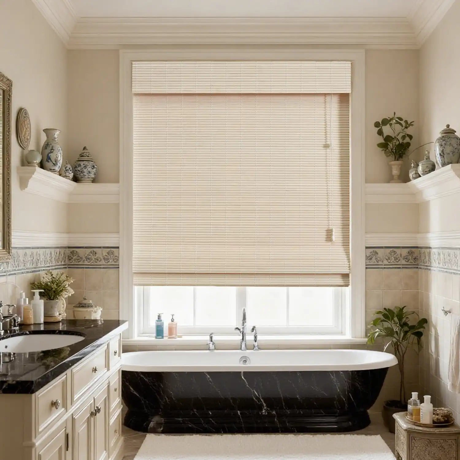 wihte Roman shade for  Bathroom