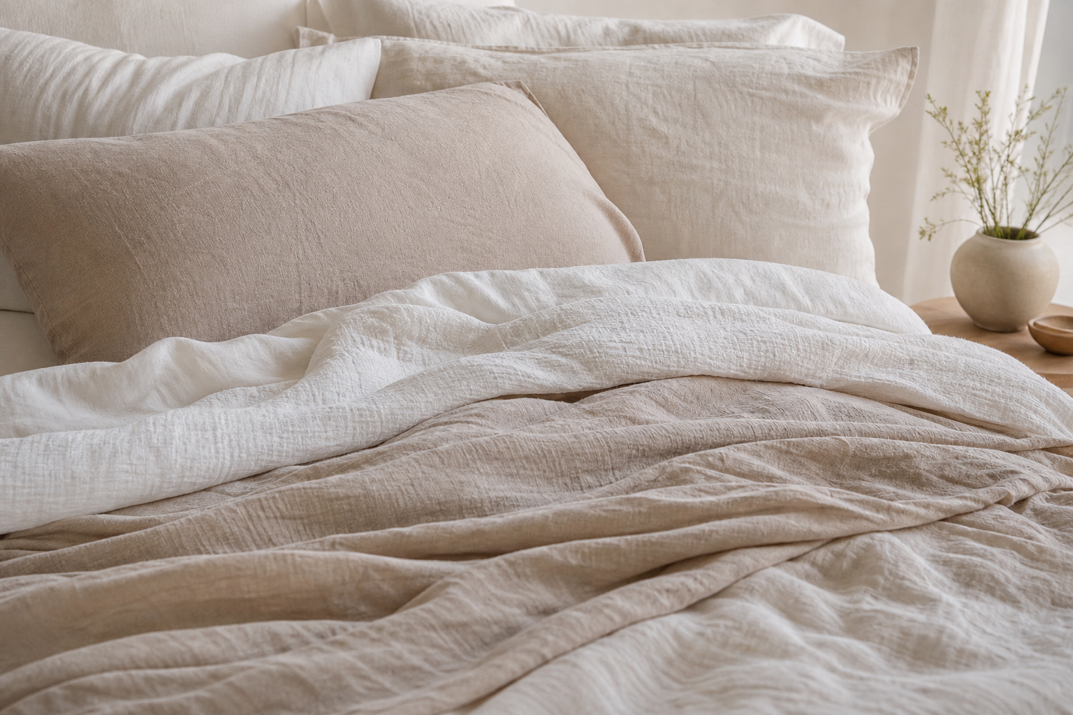 Soft breathable natural bedding texture