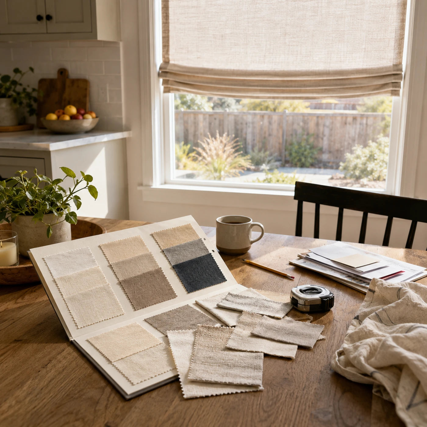Roman shades sample booklet for comparing fabrics