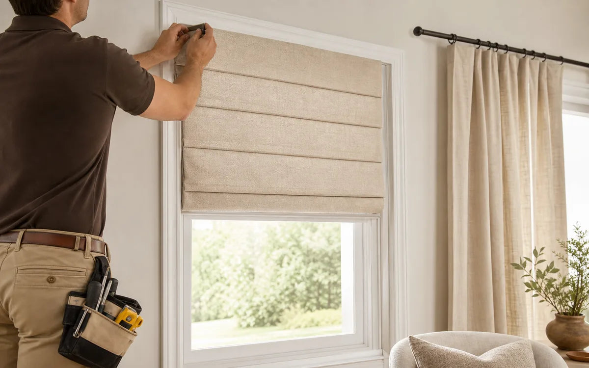 Roman shade installation reference for remote planning support