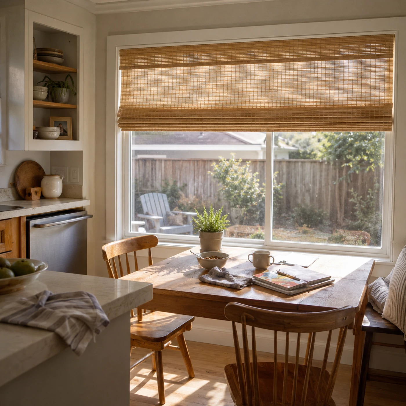 Natural woven bamboo shade