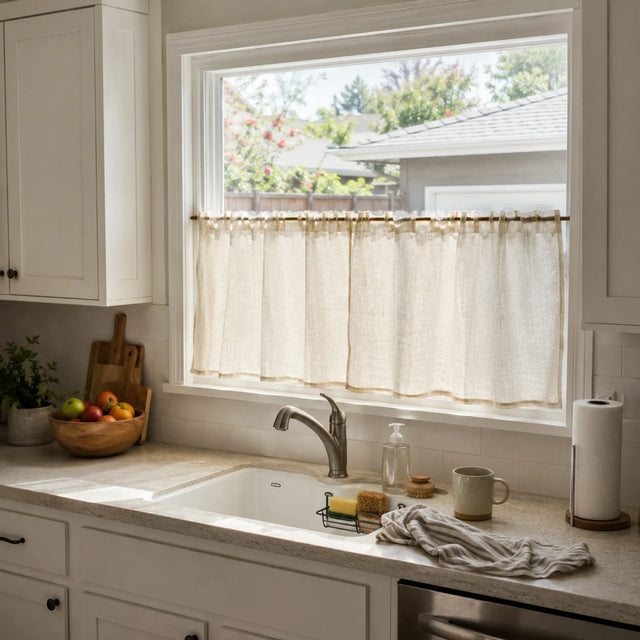 Cafe Curtains for Kitchen in Chevrons fabric
