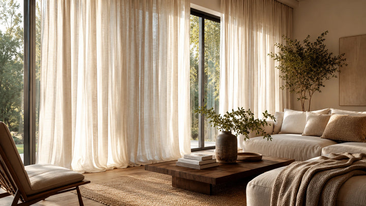 Bright curtains and linen drapery in the current offer