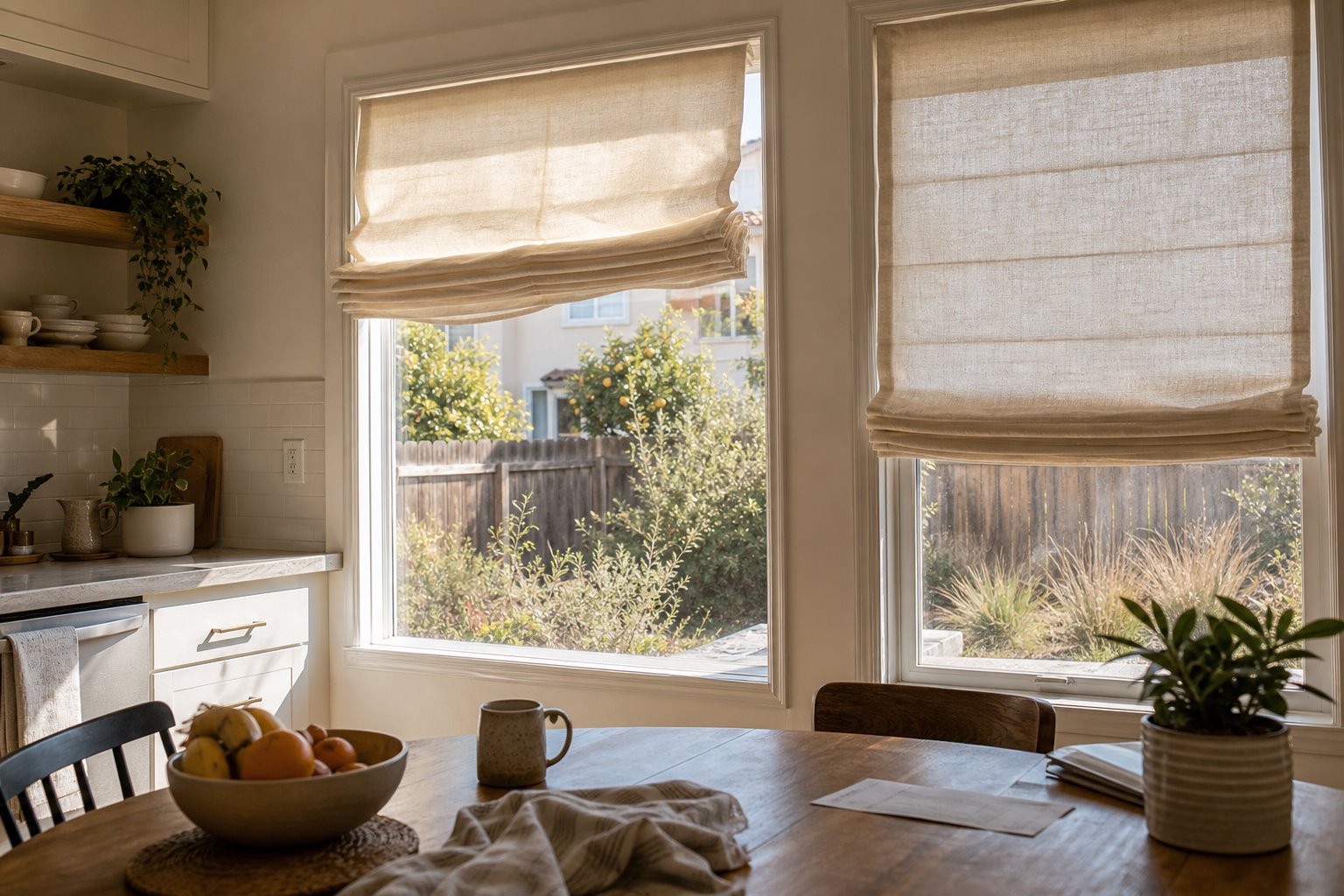 Roman shades in a real dining room