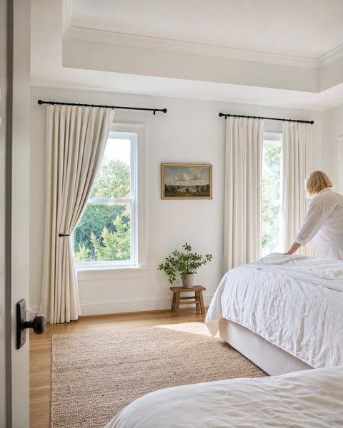 Warm neutral curtain room idea