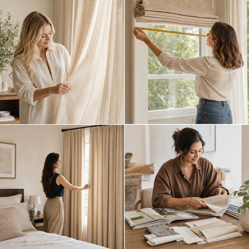 Design professionals planning custom curtain rooms with Fabric Samples