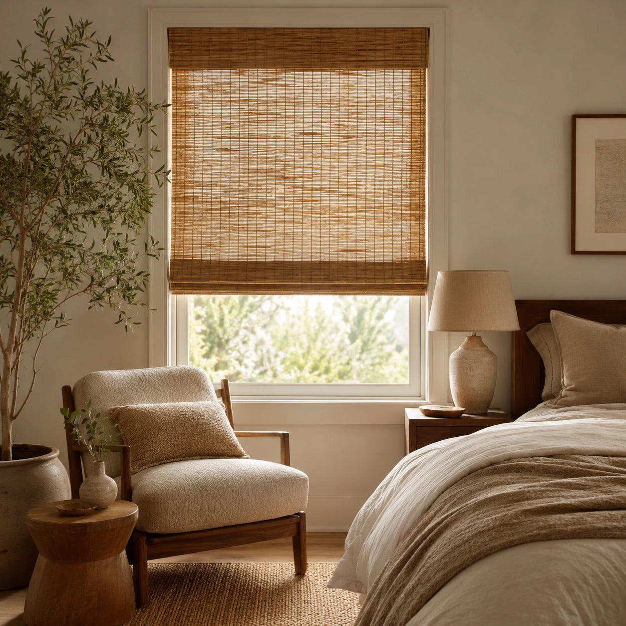 Motorized bamboo shade