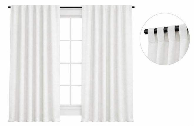 Back Tab curtains shown across a window