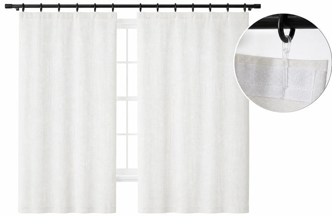 Flat Hooks curtains shown across a window