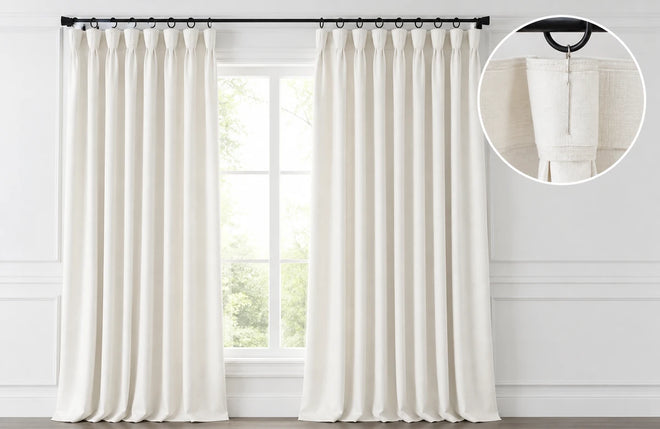 Goblet Pleat curtains shown across a window