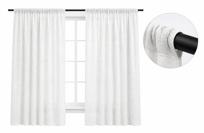 Rod Pocket curtains shown across a window
