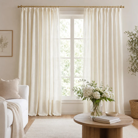 Made-to-measure curtains in a living room