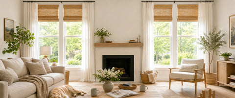 Custom window treatments arranged by room
