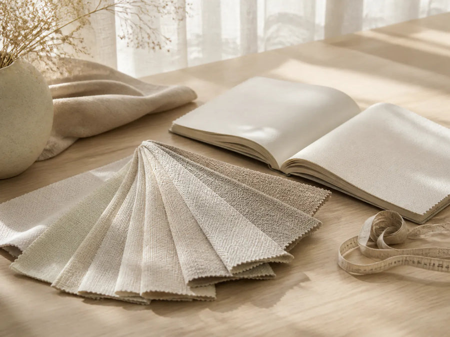 Neutral material samples arranged for comparison
