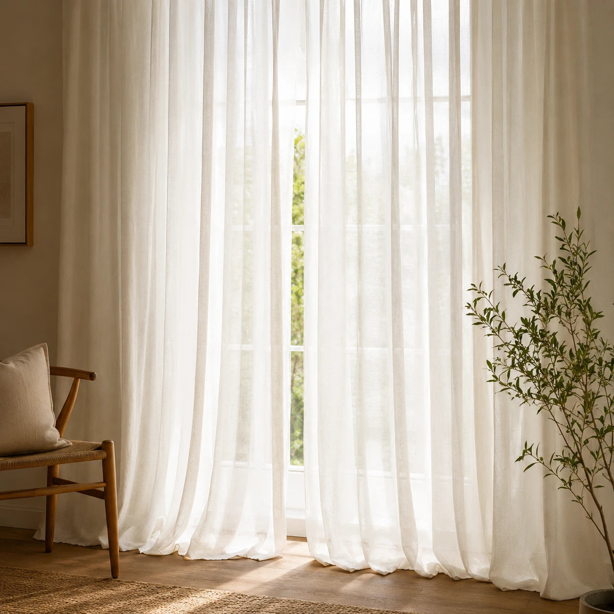 Fredesigner sheer curtain for soft daylight filtering