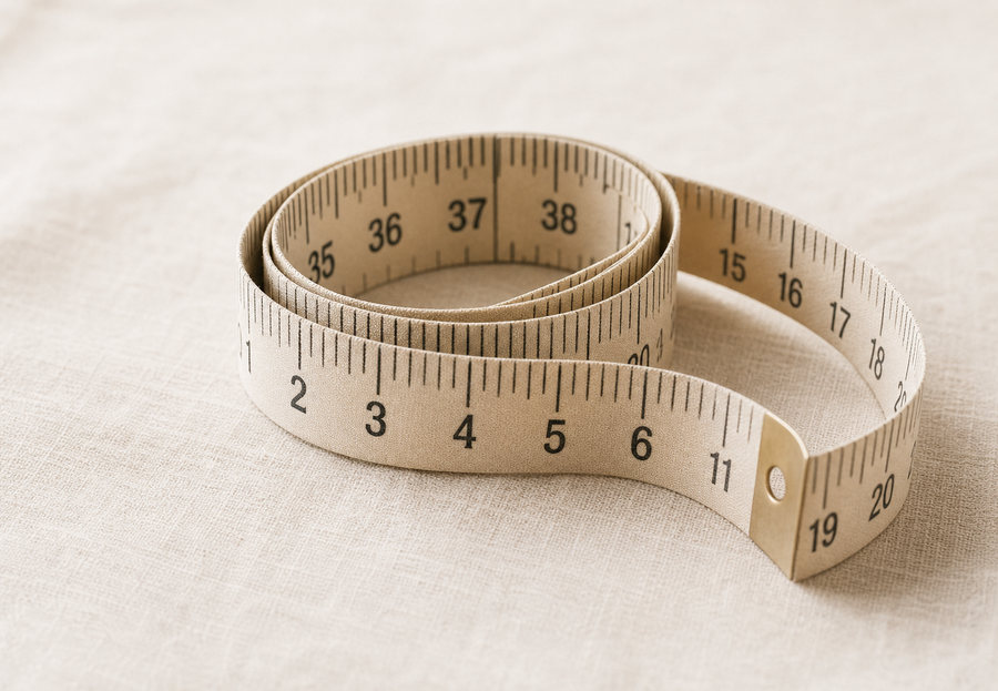 Measuring tape prepared for recording an exact window opening